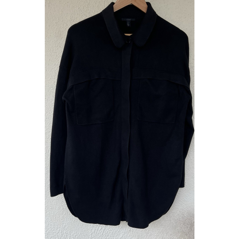 COS Black Button Up Shirt Jacket Size XS Minimalist Oversized Thick Capsule